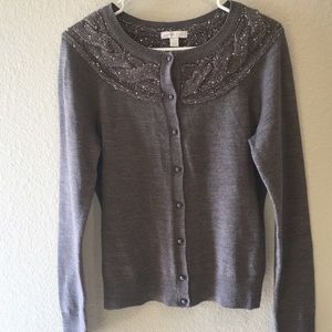 XS New York and Company Cable Knit Sequin Cardigan